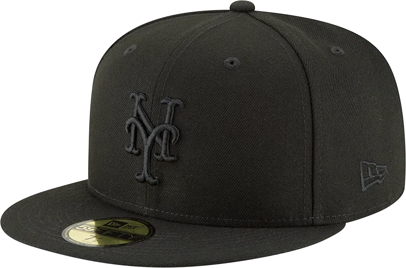 baseball hat massive -  New York Mets Black on Black New Era 59Fifty Fitted Hat