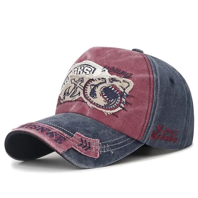 baseball hat swing -  Retro Shark Patch Baseball Cap - Fushia