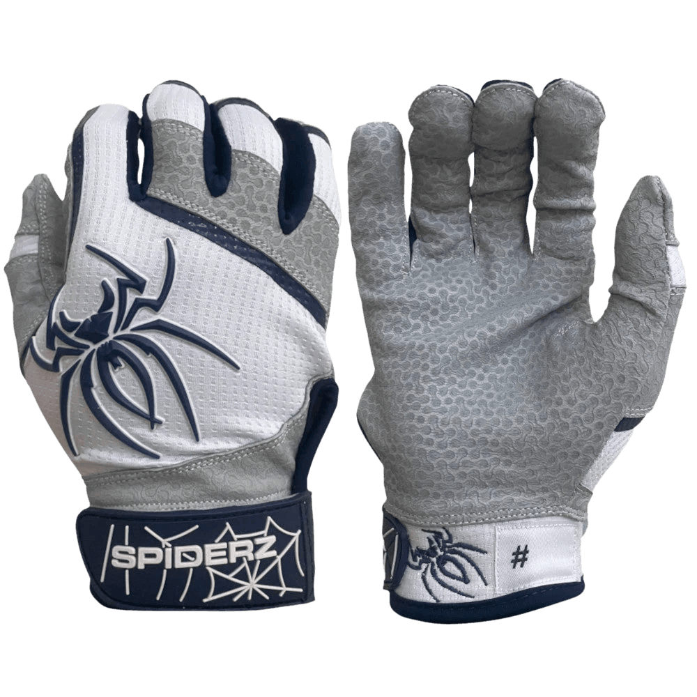 reinforced tactical gloves -  2022 Spiderz PRO Model Batting Gloves: White/Navy Blue