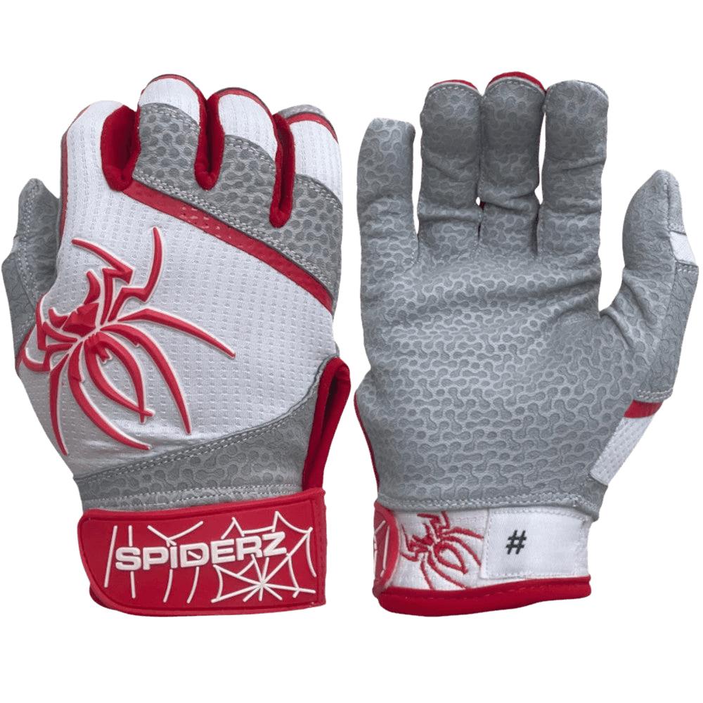 breathable hunting gloves -  2022 Spiderz PRO Model Batting Gloves: White/Red