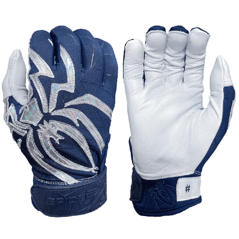 light safety gloves -  2022 Spiderz PRIZM Batting Gloves: Navy Blue/Silver