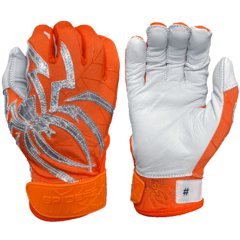 flexible safety gloves -  2022 Spiderz PRIZM Batting Gloves: Orange/Silver