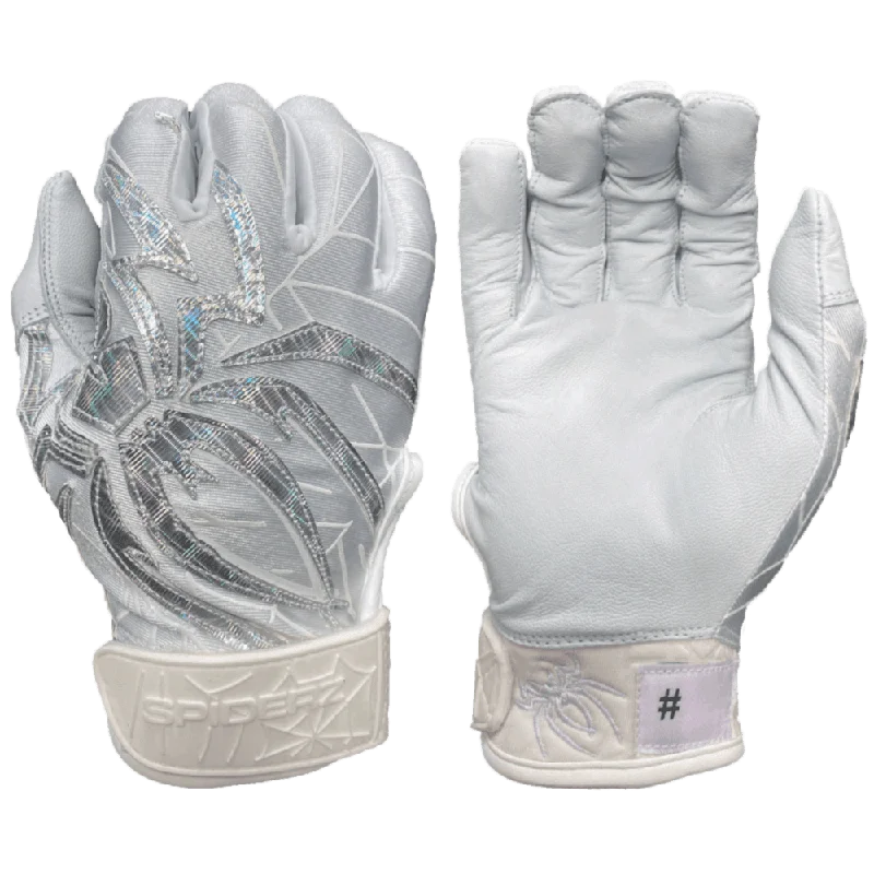 flexible work gloves -  2022 Spiderz PRIZM Batting Gloves: White/Silver