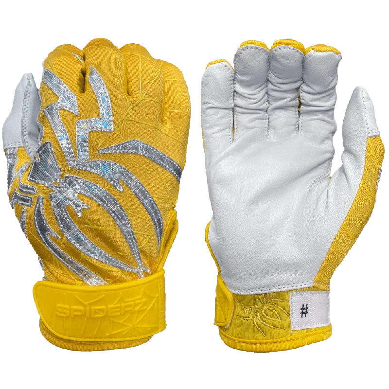 waterproof gardening gloves -  2022 Spiderz PRIZM Batting Gloves: Yellow/Silver