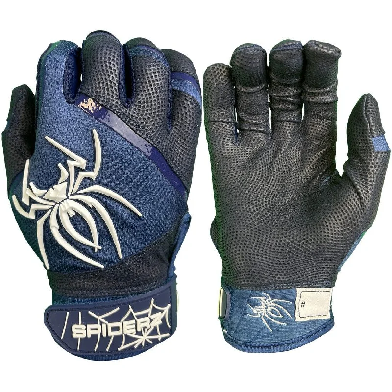 non-slip tennis gloves -  2023 Spiderz Pro Model Batting Gloves: Navy Blue/White