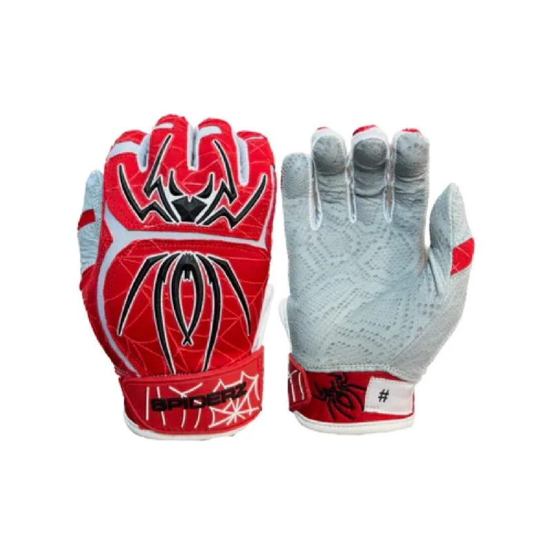 breathable soccer gloves -  2024 Spiderz ENDITE Batting Gloves: Red/Black/White