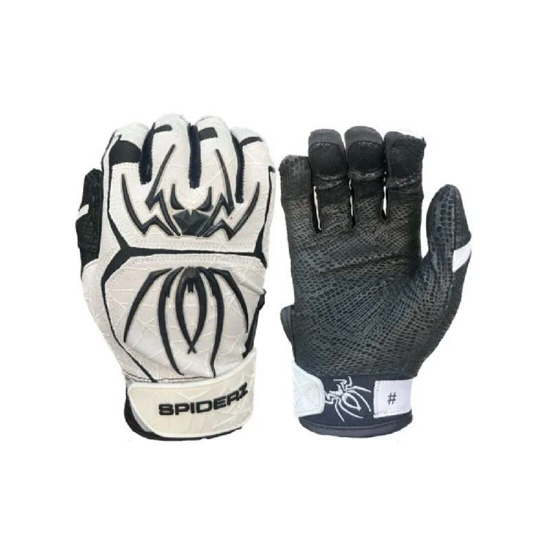 non-slip climbing gloves -  2024 Spiderz ENDITE Batting Gloves: White / Black /Silver