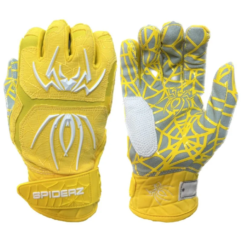 breathable fishing gloves -  2024 Spiderz Hybrid Batting Gloves: Athletic Gold and White