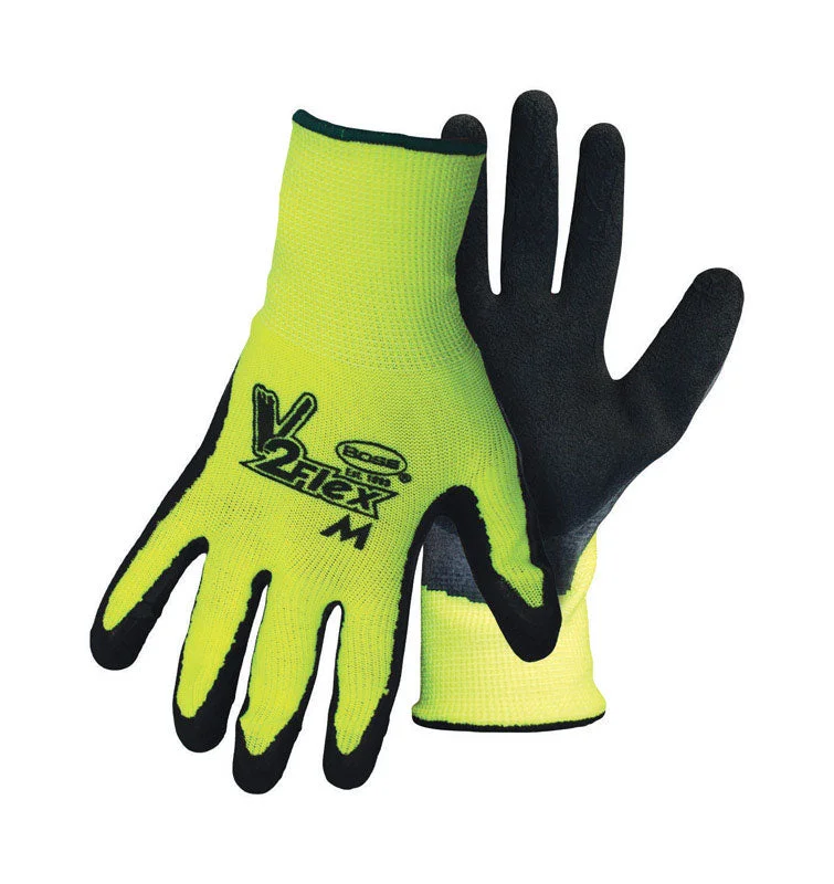 breathable medical gloves -  Boss V2 Flexi Grip Men's Indoor/Outdoor Hi-Viz Work Gloves Black/High-Vis Green M 1 pair