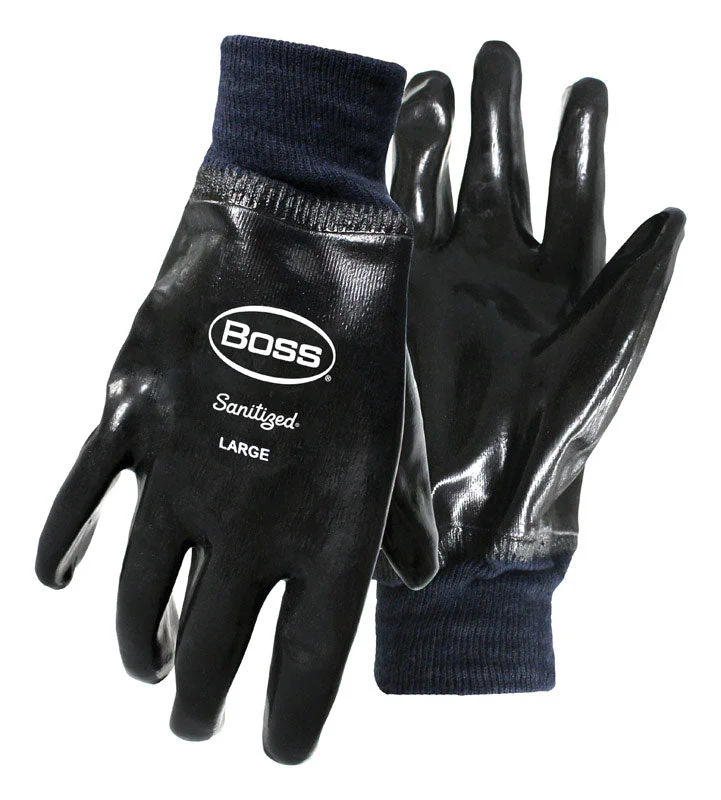 durable cleaning gloves -  Boss Chemguard Plus Men's Indoor/Outdoor Chemical Gloves Black L 1 pair