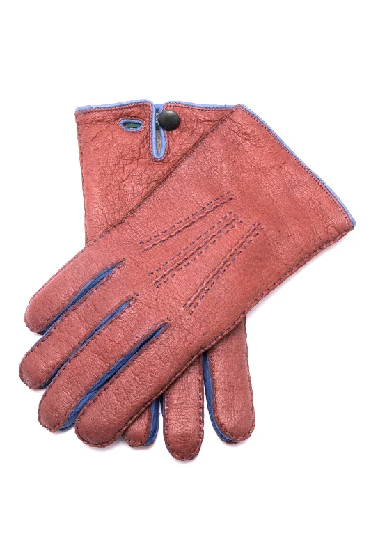 field ready gloves -  Brown & Blue Cashmere Lined Peccary Gloves