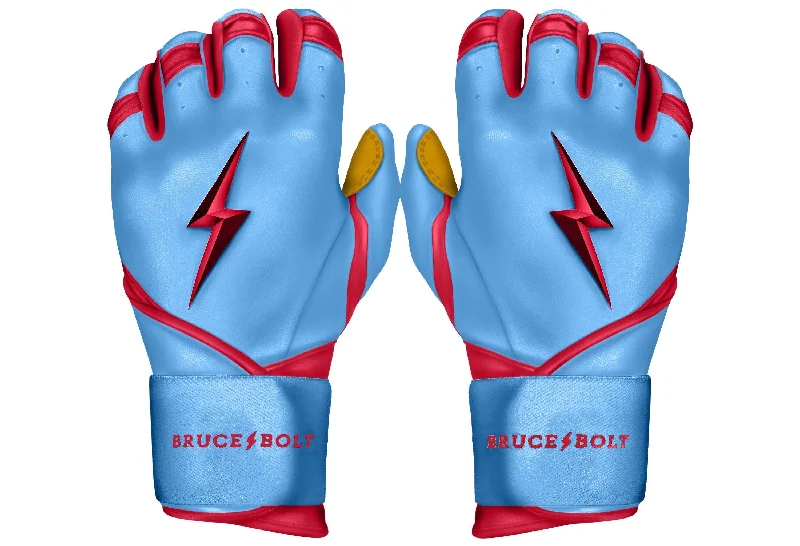 night vision gloves -  Bruce Bolt PREMIUM PRO BADER Series Long Cuff Batting Gloves: Baby Blue