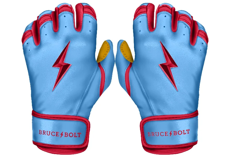 breathable women’s gloves -  Bruce Bolt PREMIUM PRO BADER Series Short Cuff Batting Gloves: Baby Blue