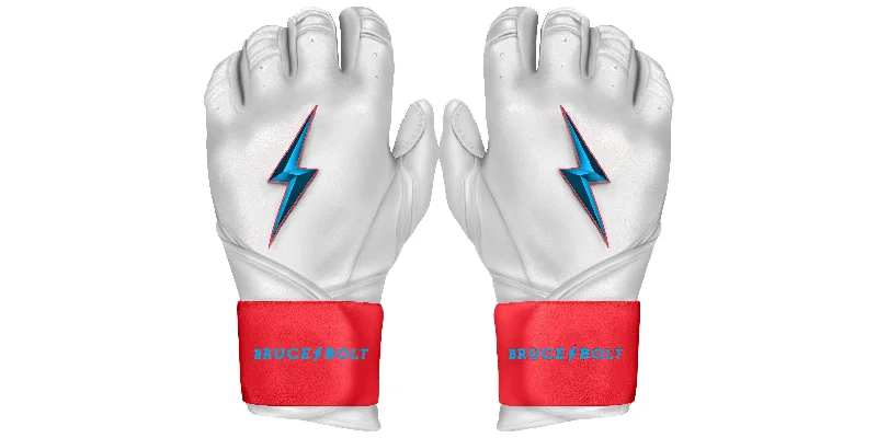 quick release gloves -  Bruce Bolt PREMIUM PRO BRINSON Series Long Cuff Batting Gloves: White