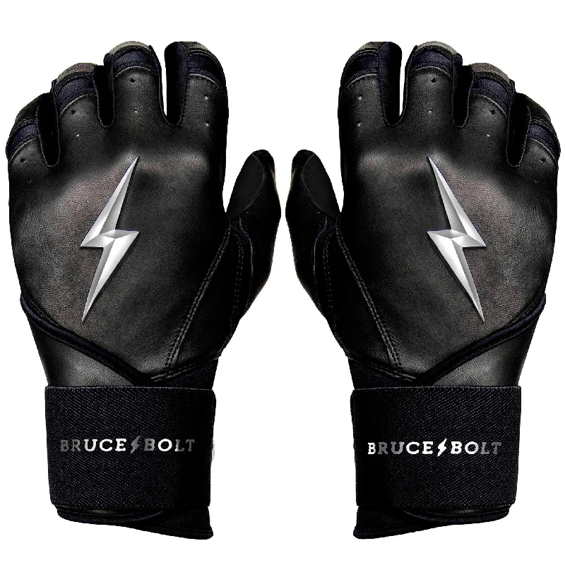 padded hunting gloves -  Bruce Bolt PREMIUM PRO Chrome Series Long Cuff Batting Gloves: Black