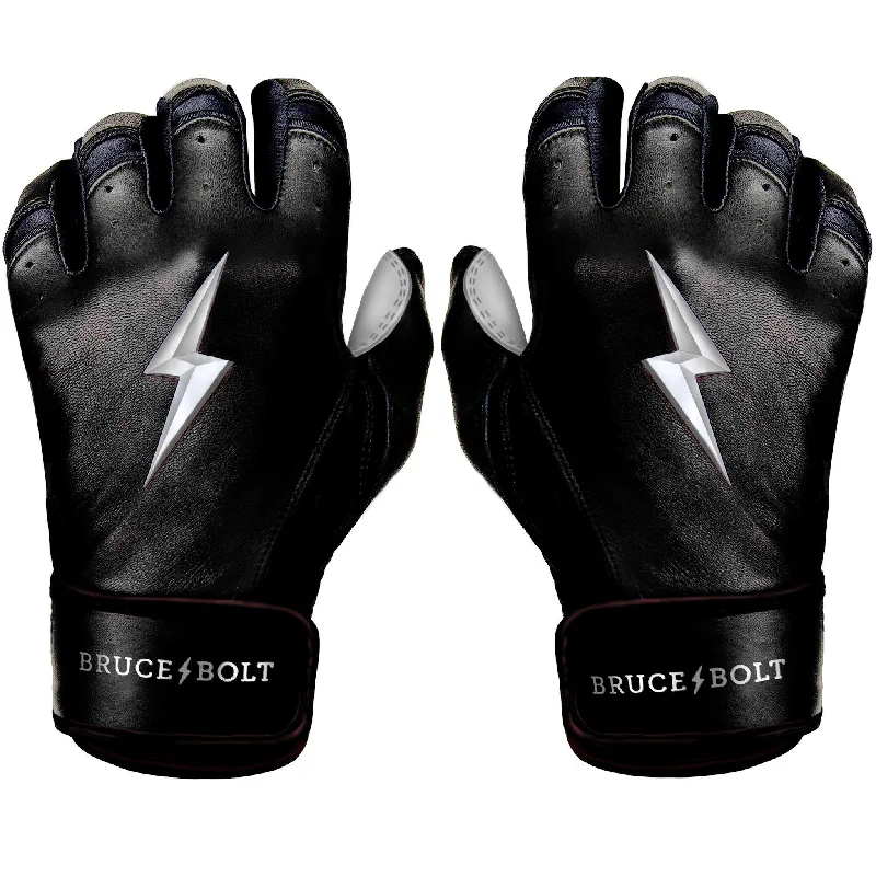 durable tennis gloves -  Bruce Bolt PREMIUM PRO Chrome Series Short Cuff Batting Gloves: Black