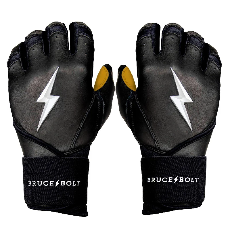 non-slip golf gloves -  Bruce Bolt PREMIUM PRO Long Cuff Batting Gloves: Black