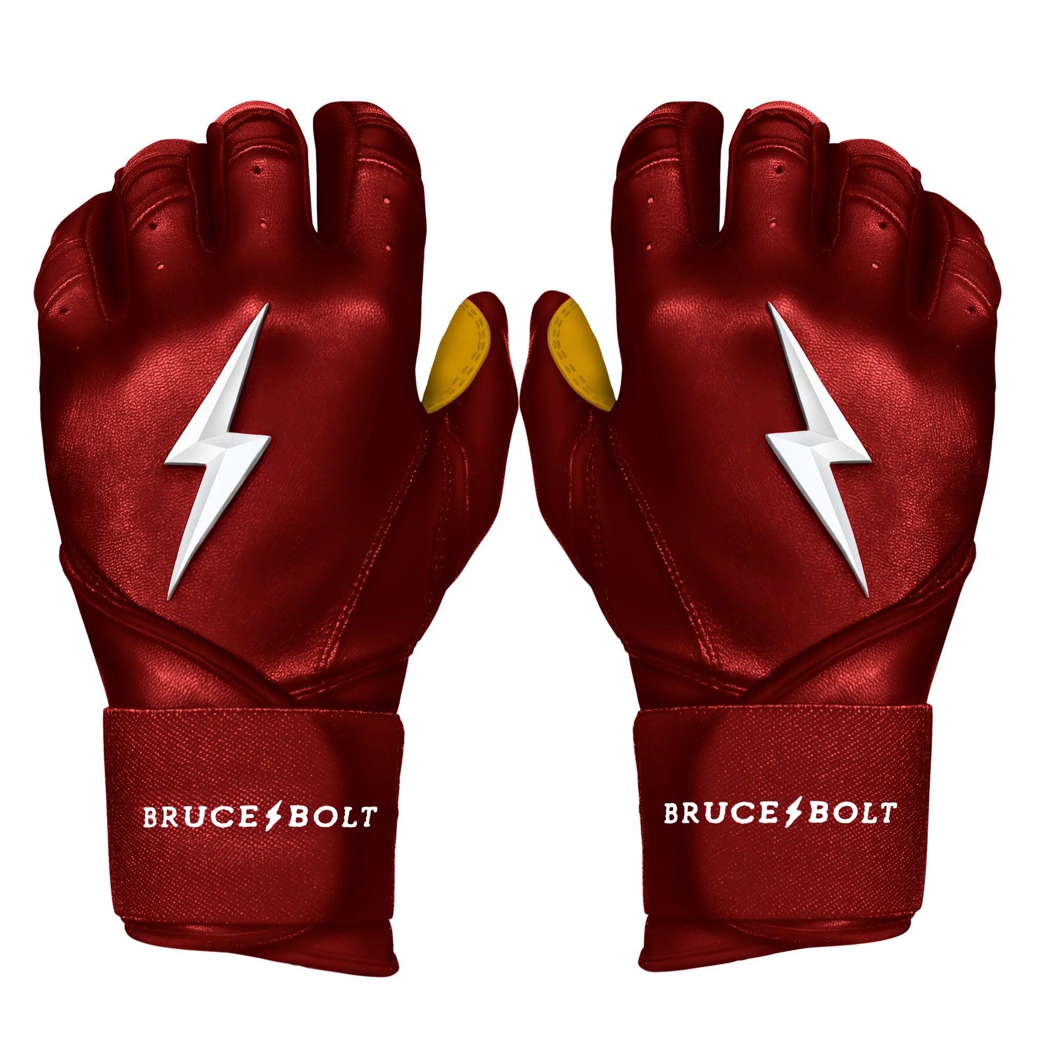 light cycling gloves -  Bruce Bolt PREMIUM PRO Long Cuff Batting Gloves: Maroon