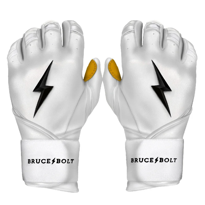 durable fishing gloves -  Bruce Bolt PREMIUM PRO Long Cuff Batting Gloves: White