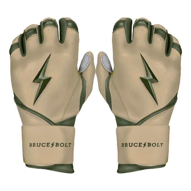 breathable soccer gloves -  Bruce Bolt Premium Pro Military Series Long Cuff Batting Gloves: Beige