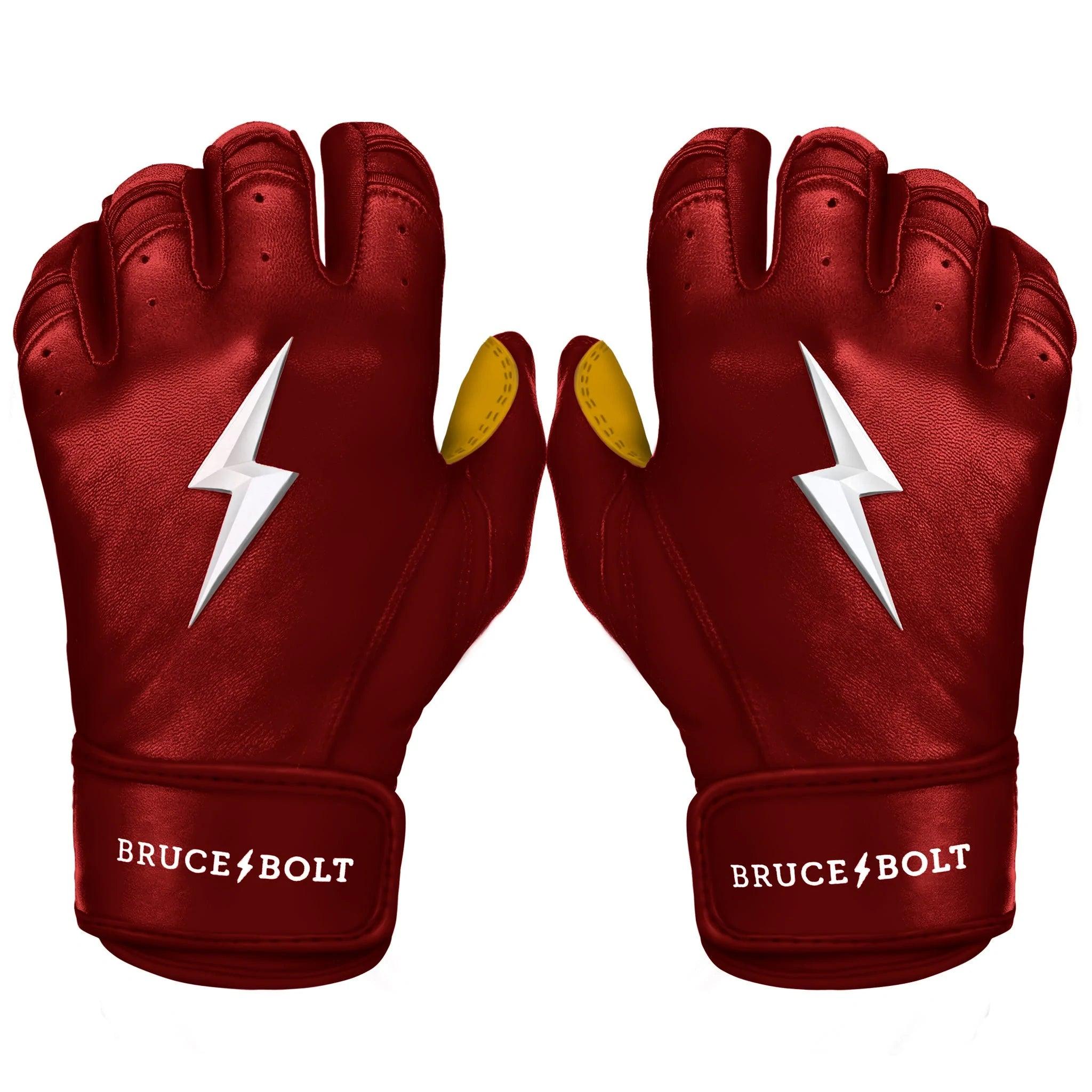 durable driving gloves -  Bruce Bolt PREMIUM PRO Short Cuff Batting Gloves: Maroon