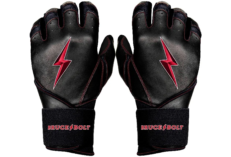 combat ready gloves -  Bruce Bolt PREMIUM PRO TC42 Series Long Cuff Batting Gloves: Black