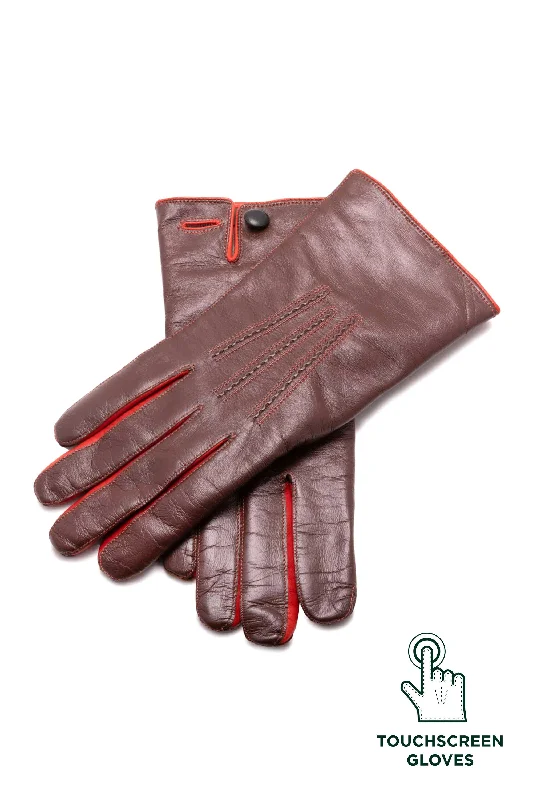 breathable tennis gloves -  Chestnut Brown Touchscreen Lamb Nappa Leather Gloves