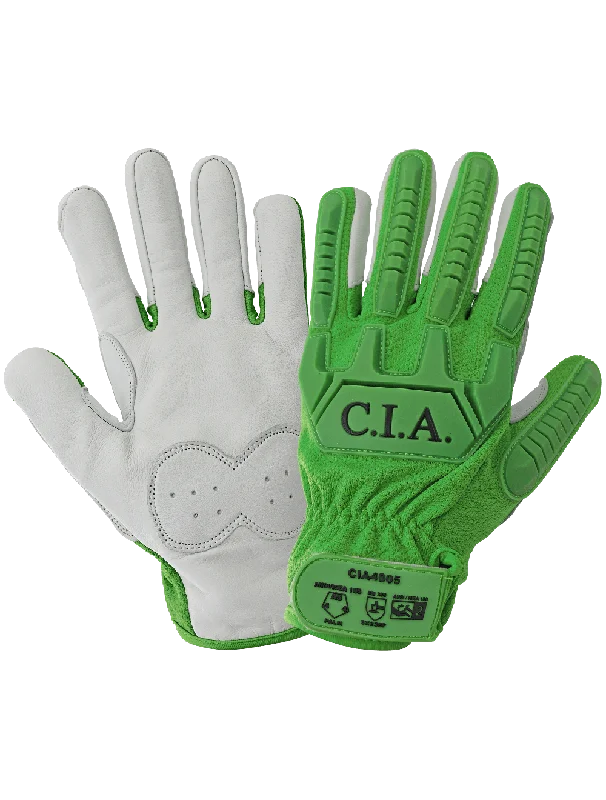 flexible kitchen gloves -  Cut and Impact Resistant Mechanics Style Gloves with a Premium Leather Palm - CIA4005 Sold by Dozen