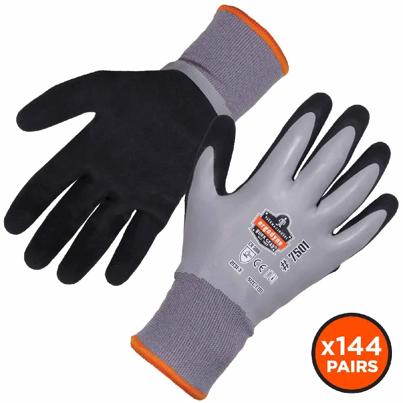 breathable motorcycle gloves -  Ergodyne 17934 7501-CASE L Gray Coated Waterproof Winter Gloves 144-Pair