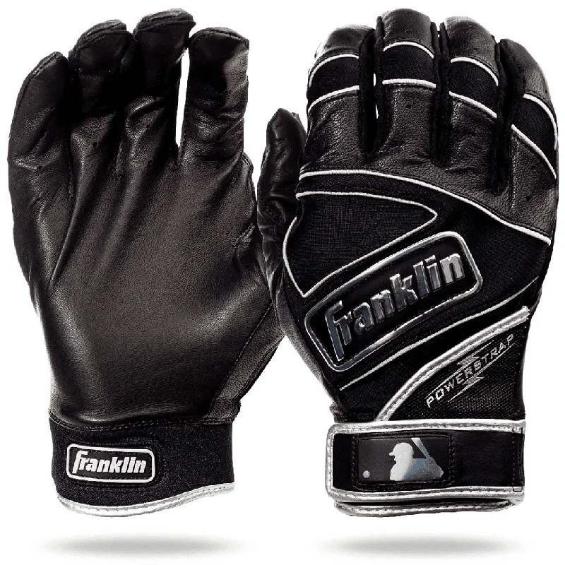 breathable medical gloves -  Franklin POWERSTRAP Chrome Black Batting Gloves: 20490F