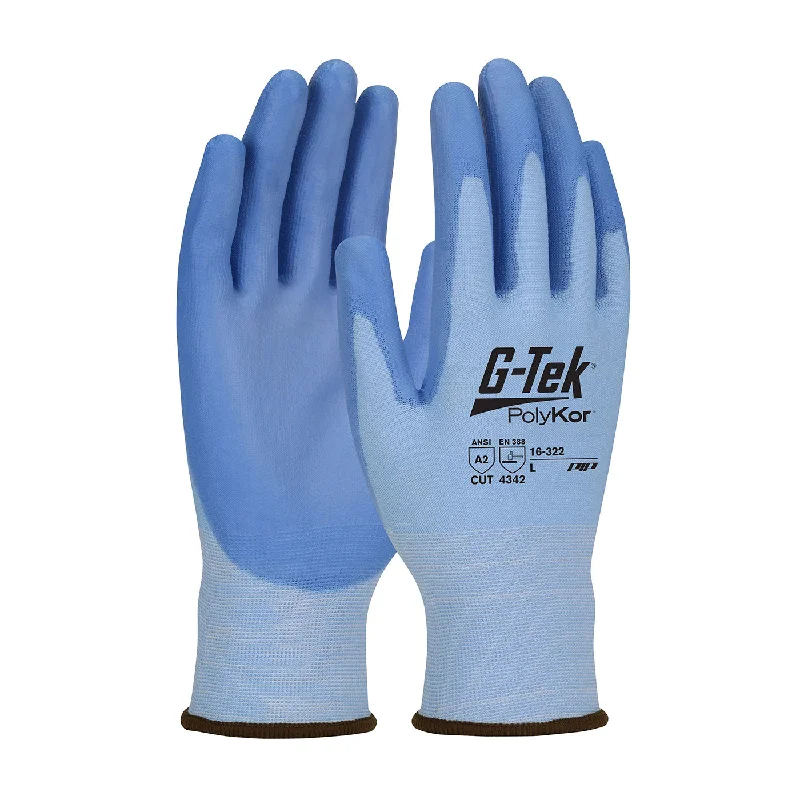 light motorcycle gloves -  G-Tek PolyKor 16-322 Seamless Knit Blended with Polyurethane Coated Flat Grip Safety Glove(One Dozen)