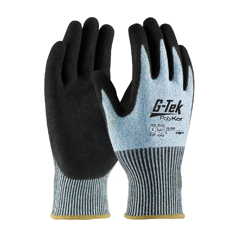 flexible winter gloves -  G-Tek PolyKor 16-330 Seamless Knit PolyKor Blended with Double-Dipped Nitrile Coated Safety Glove (One Dozen)