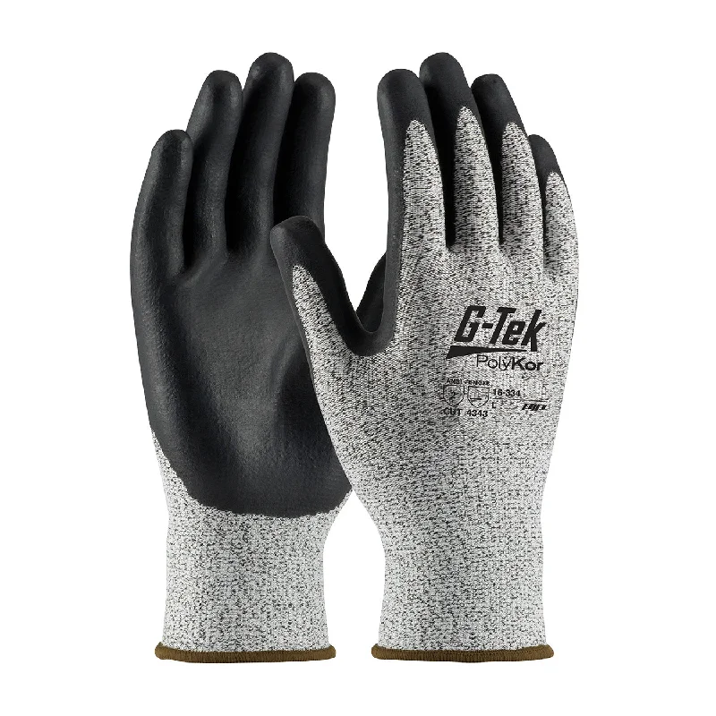 durable fashion gloves -  G-Tek PolyKor 16-334 Seamless Knit Blended with Nitrile Coated Foam Grip on Palm Safety Glove(One Dozen)