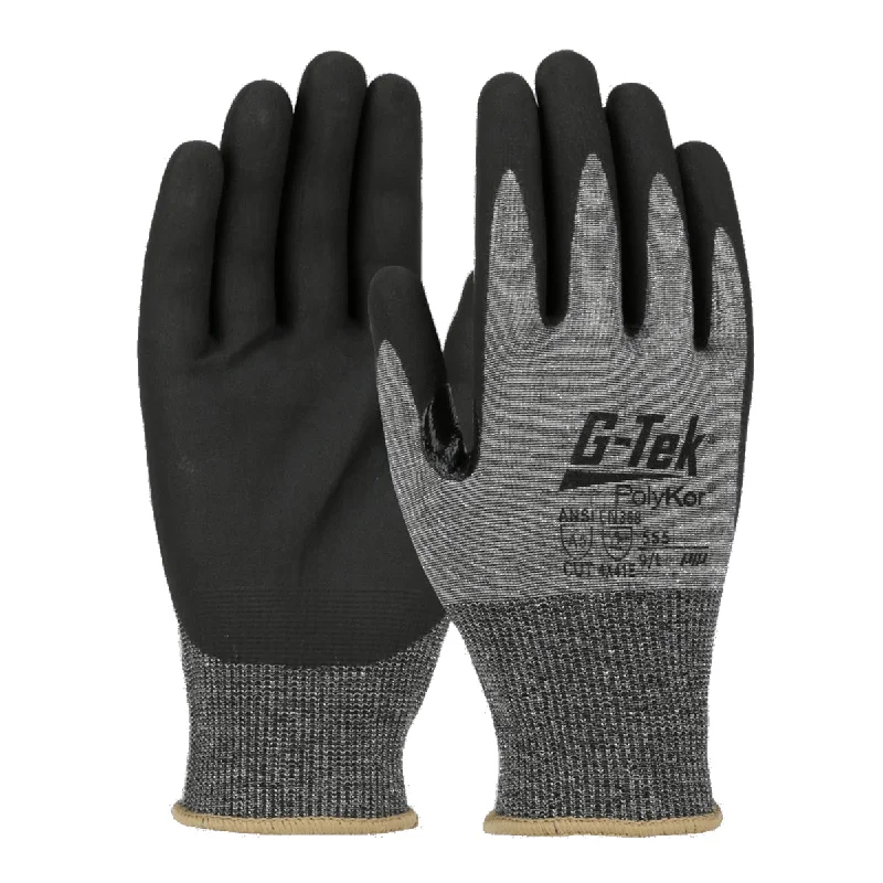 flexible snowboard gloves -  G-Tek PolyKor 555 Seamless Knit PolyKor Blended Glove with Nitrile Coated Foam Touchscreen Compatible Safety Glove(One Dozen)