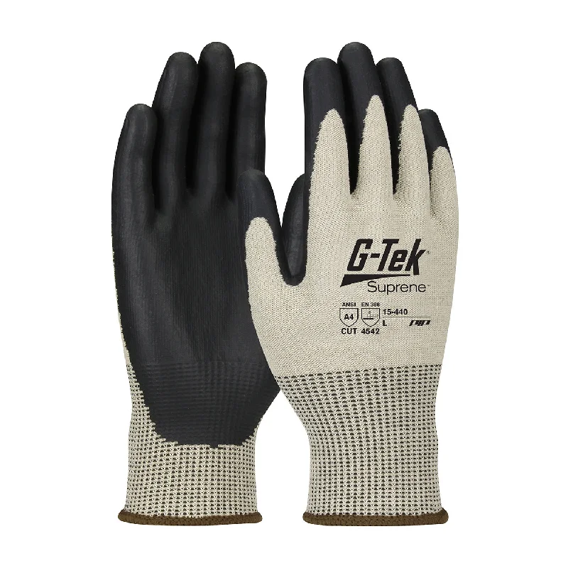 non-slip kitchen gloves -  G-Tek Suprene 15-440 Seamless Knit Blended with NeoFoam Coated Palm and Fingers - Touchscreen Compatible Safety Glove(One Dozen)