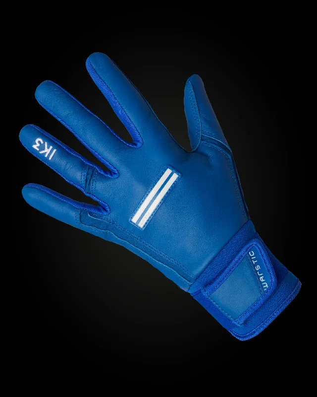 breathable cleaning gloves -  IK3 PRO CABRETTA LONG CUFF BATTING GLOVES "BLUE"