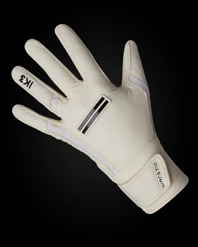 light snowboard gloves -  IK3 PRO CABRETTA LONG CUFF BATTING GLOVES "BONE"