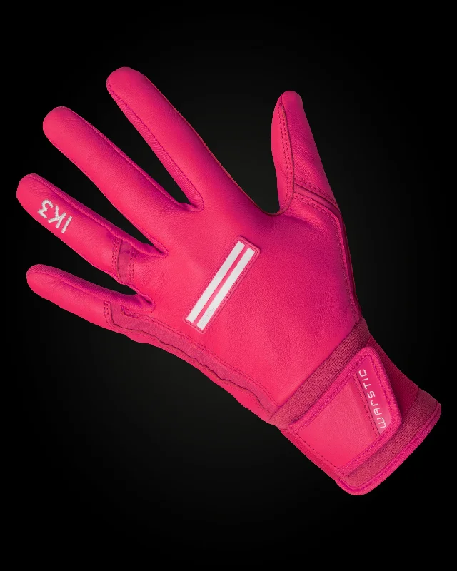 light cycling gloves -  IK3 PRO CABRETTA LONG CUFF BATTING GLOVES "PINK"