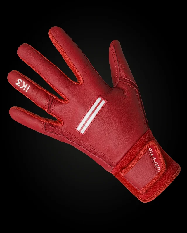 flexible snowboard gloves -  IK3 PRO CABRETTA LONG CUFF BATTING GLOVES "RED"