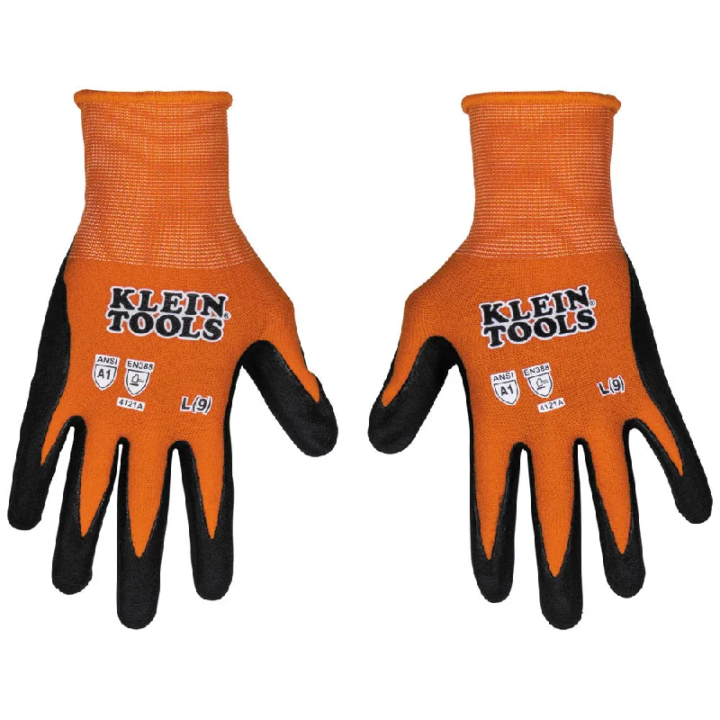 padded work gloves -  Klein 60672 Knit Dipped Gloves, Cut Level A1, Touchscreen, Large, 1-Pair