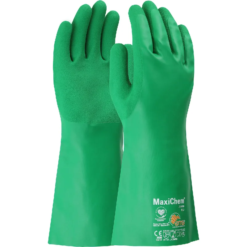 non-slip golf gloves -  MaxiChem 76-830 14" Nitrile Blend Coated with Nylon/Elastane Liner and Non-Slip Grip Safety Glove(One Dozen)