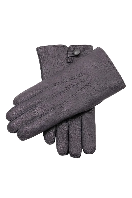 durable softball gloves -  Charcoal Black Rabbit Fur Lined Peccary Gloves