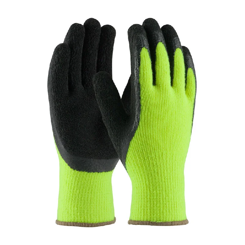 waterproof climbing gloves -  PIP Industrial Products 41-1420/L Hi-Vis Seamless Acrylic/Latex MicroFinish Grip Gloves, Large