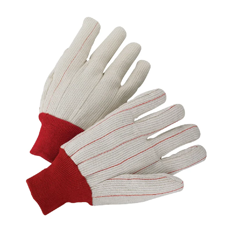 flexible men’s gloves -  PIP K81SCNCRI Polyester/Cotton Corded Double Palm Glove with Nap-In Finish Red Knit Wrist Safety Glove(One Dozen)