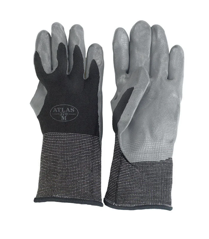 durable surgical gloves -  Atlas Unisex Indoor/Outdoor Nitrile Dipped Gloves Black/Gray M 1 pair (Pack of 12)