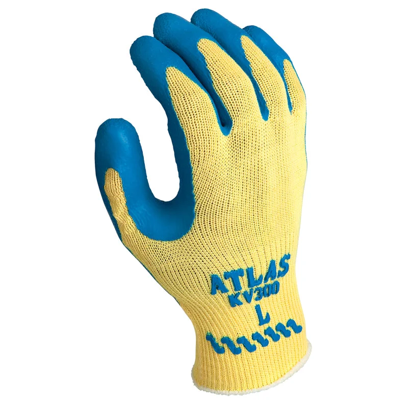 non-slip summer gloves -  Showa Atlas Unisex Indoor/Outdoor Kevlar Coated Work Gloves Blue/Yellow L 1 pair (Pack of 12)