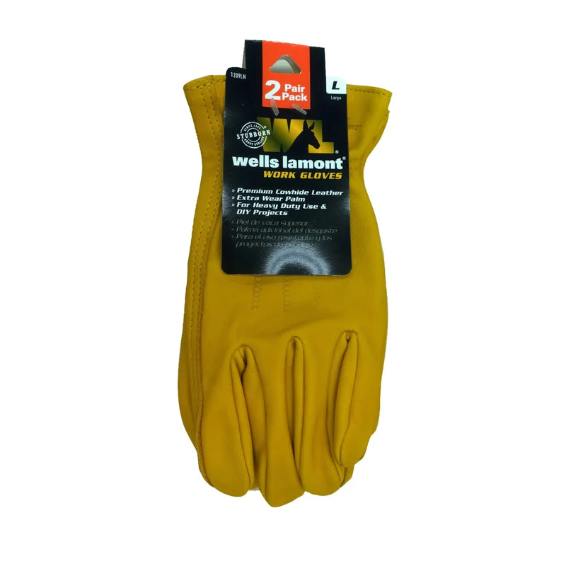 durable soccer gloves -  Wells Lamont  Universal  Leather  Work Gloves  Yellow  L  2 each