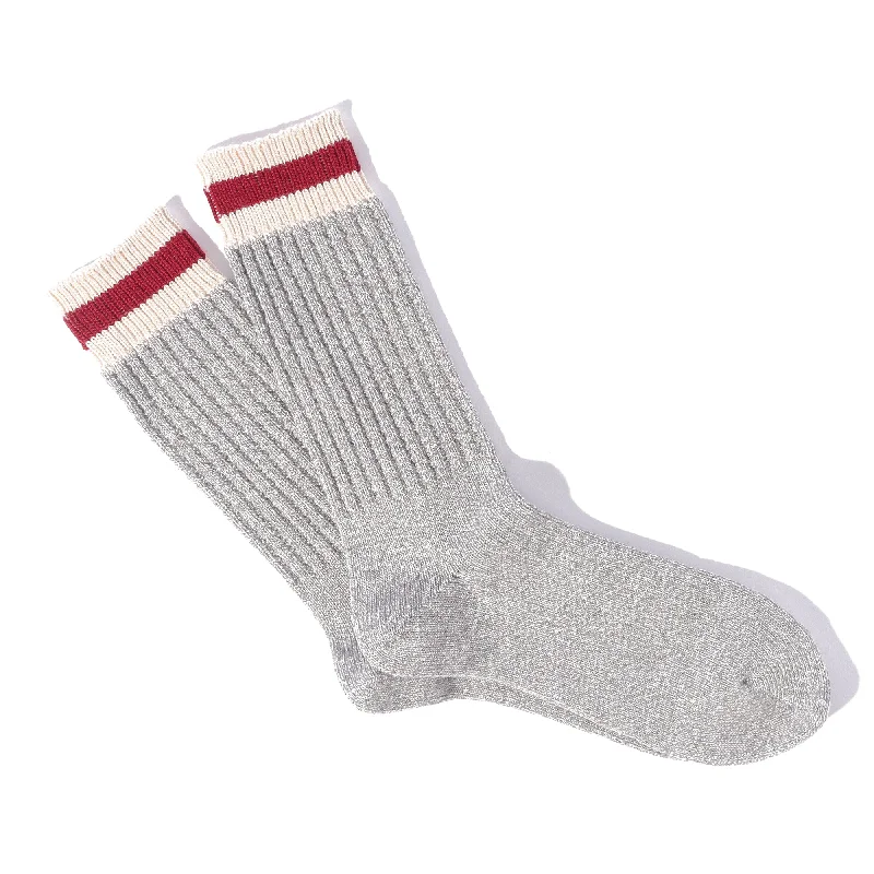 sock codes knee -  Anonymous ism Tuck Cuff Stripes Crew - Light Grey Melange