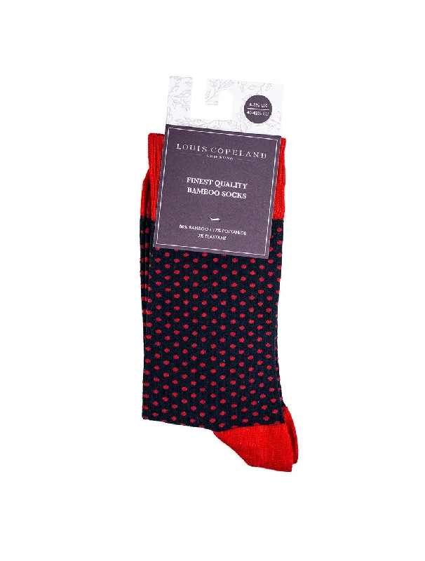 sock uses ankle -  Bamboo Dotted Print Socks Navy/red