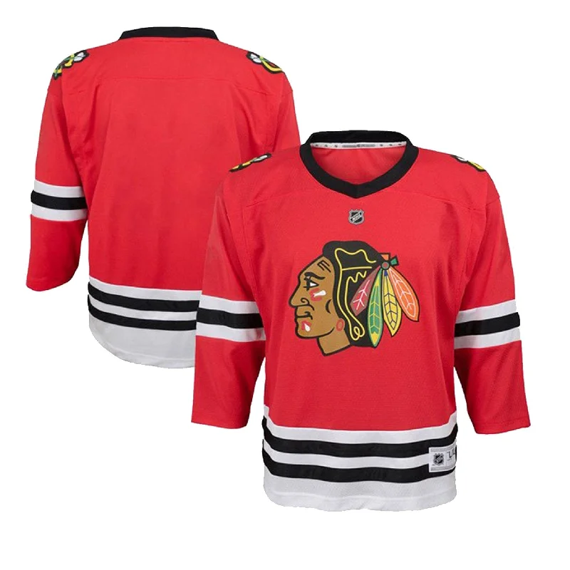 sock reviews knee -  Chicago Blackhawks Home Outer Stuff Replica Junior Jersey